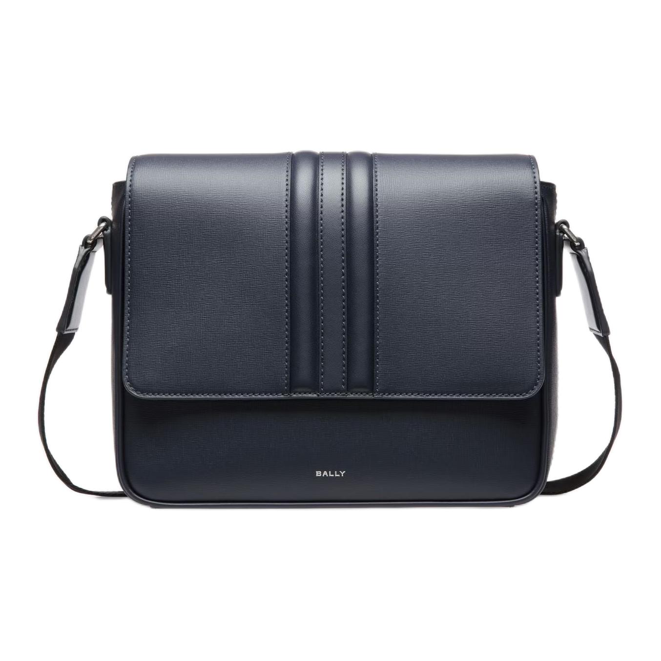 

Bally Mythos Logo Print Adjustable Shoulder Strap Magnetic Flap Closure Recycled Cowhide Crossbody Bag Men Bags Navy-Blue 6310579 Basic Set (Bag+Dust Bag)