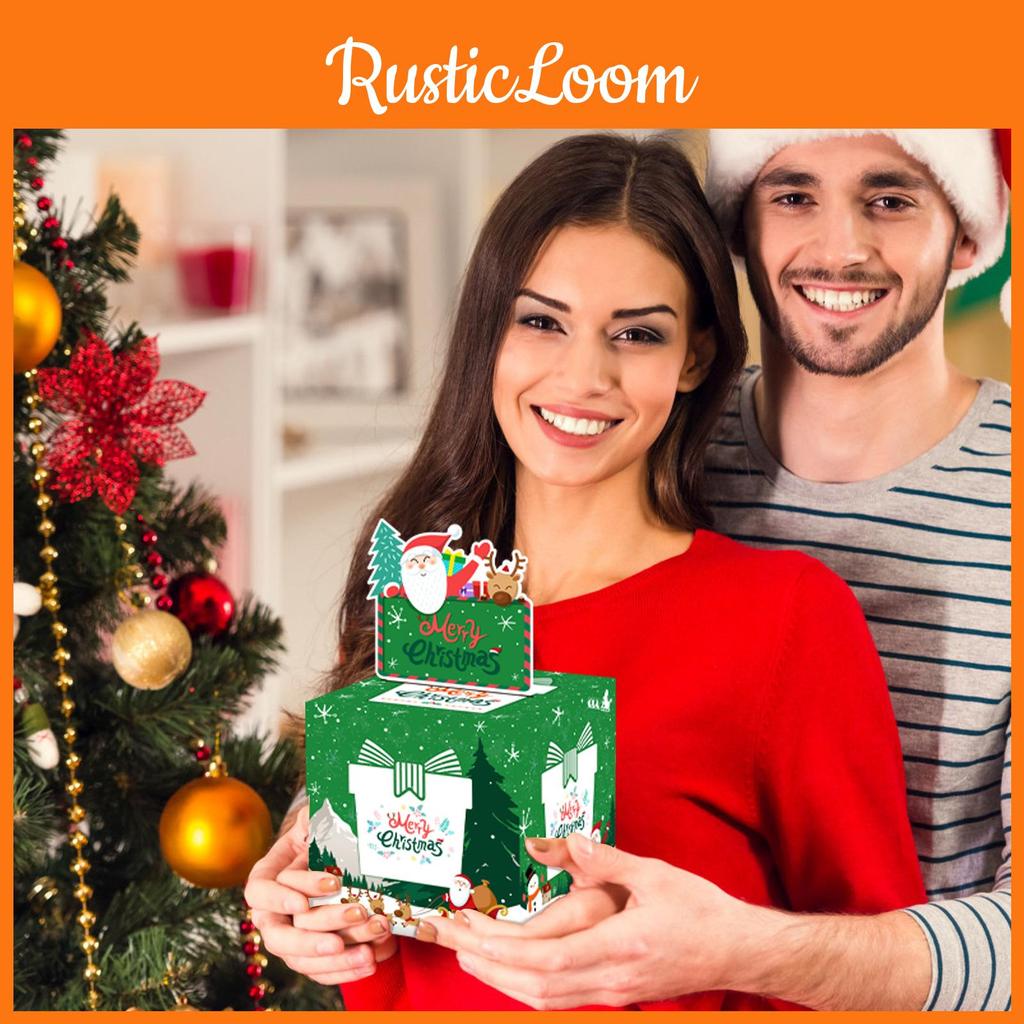 Grüne Weihnachtsfeier-Geschenkbox mit Weihnachtsmann-Druck für Familie und Freunde