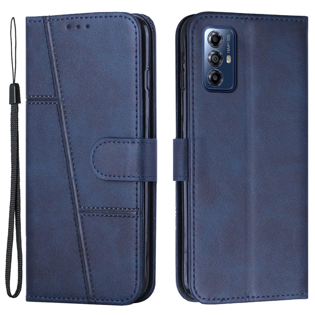 For Motorola Moto G Play (2024) 4G Wallet Case Leather Phone Cover Calf Texture