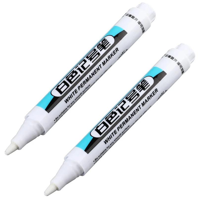 1-20Pcs White Permanent Marker Pens 0.7/1.0/2.5MM Markers Paint Pen For Plastic Leather Glass Stone Metal Art Painting Supplies