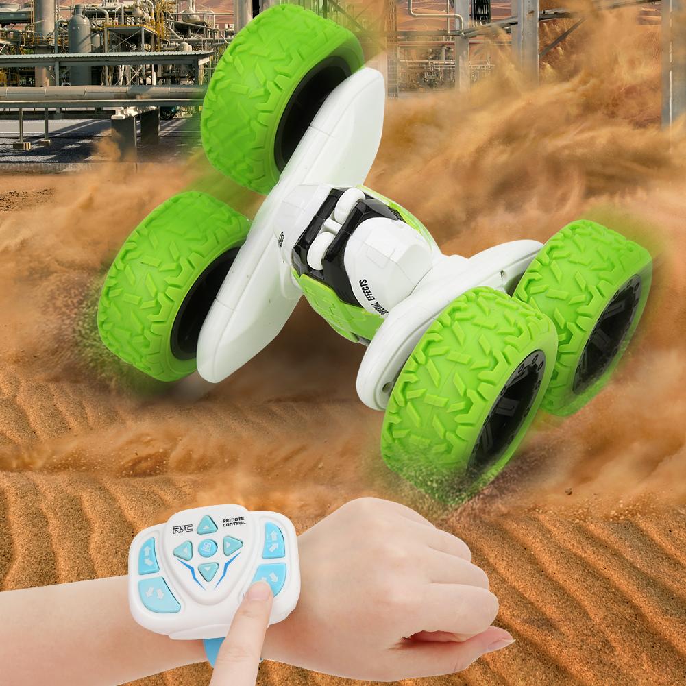 F125 2.4G RC Stunt Car Rotating Wireless Remote Control Car Model Children ToyGreen