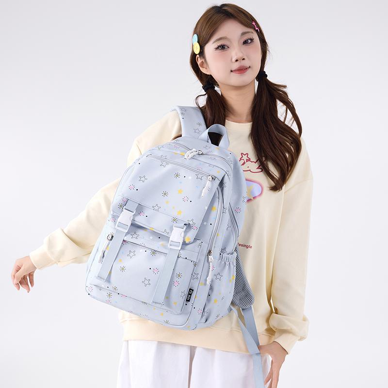 Large Capacity Backpack Printed Student Schoolbag Lightweight Backpack