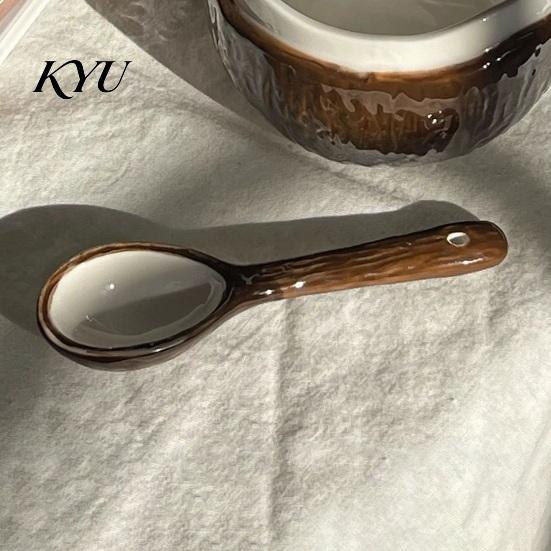 Bicchieri Decorativi da Cucina Vintage Guscio di Cocco Tazza in Ceramica, Tazza da Caffè Irregolare Fatta a Mano con Cucchiaino, Tazza Smaltata Facile da Pulire Texture Rustica