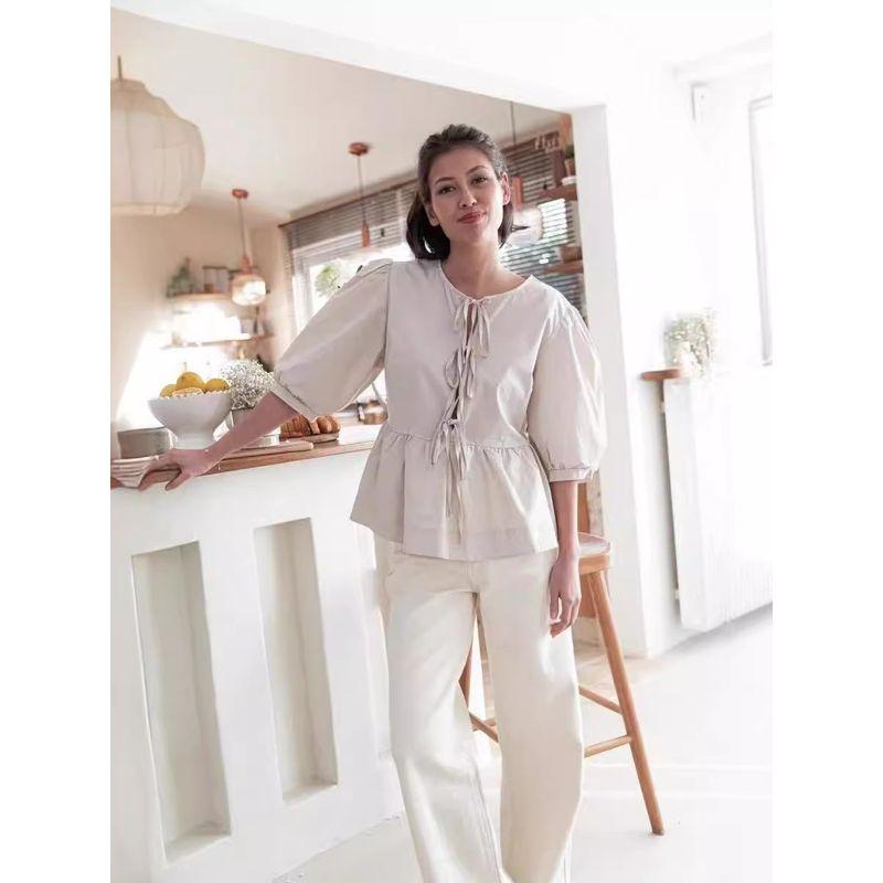 European and American Women clothes Top Fashion Stripe Patchwork Shirts Lazy Plaid Top Women