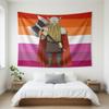 Fantasy Dwarf Warrior Tapestry Aesthetic Striped Background Wall Hanging Flat Print Room Decor