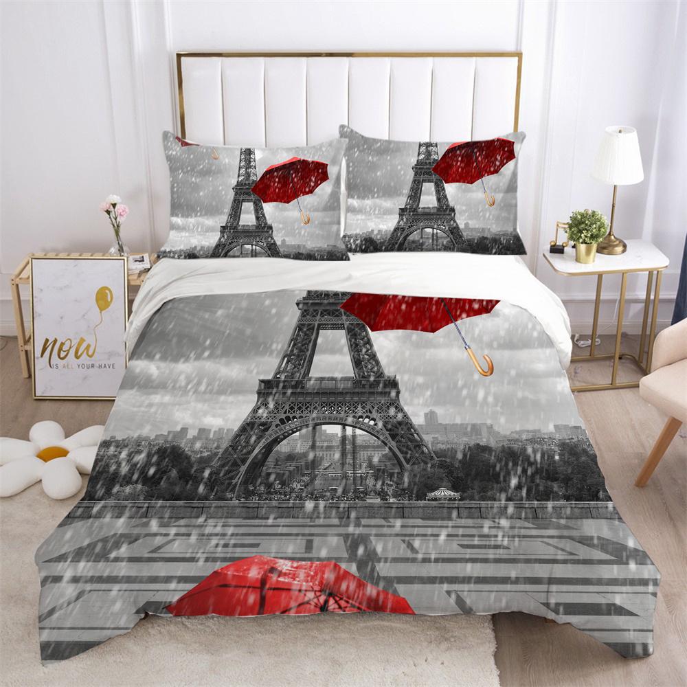 Architectural Printed Bedding Set Microfiber Teens Double Size Bed Set Cover Fashion Highend Home Textiles