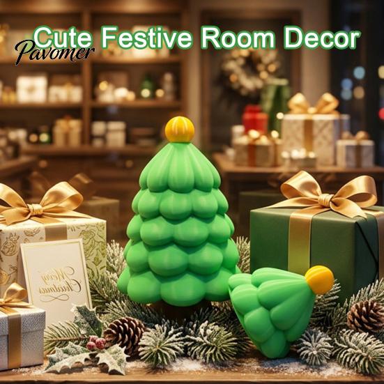 Christmas Gift for Kids Tree Shaped Mini Storage Box, 3D Printed Small Green Jewelry Organizer Desktop Ornament, Decorative Trinket Box Home