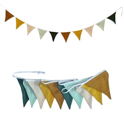 Guirlande de Bannières en Tissu de Coton, Drapeaux Triangulaires, Décorations de Fête, Guirlandes en Coton Suspendues, Fanions pour Décorations de Baby Shower A0KF