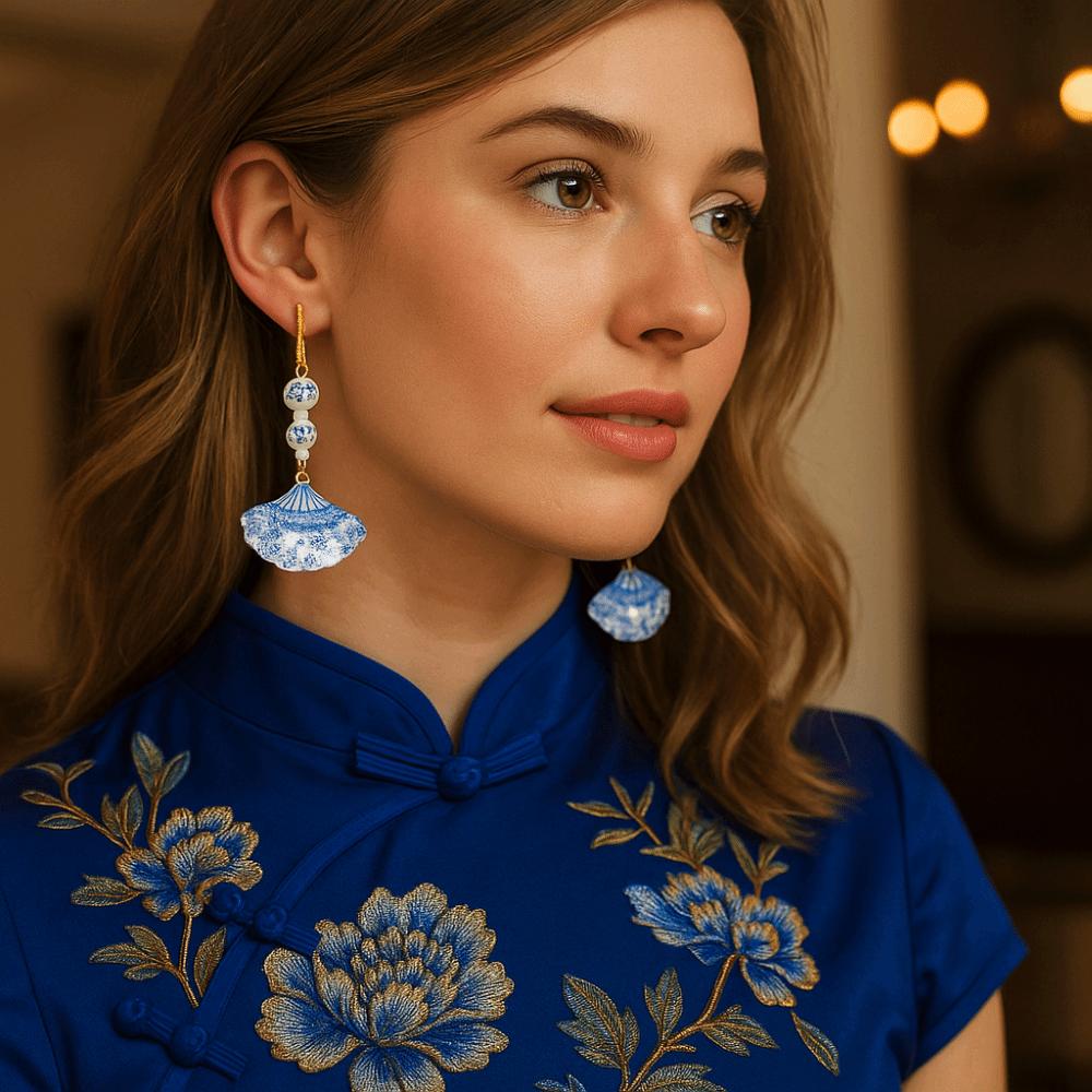 New Chinese Style Acrylic Fan Pendant Dangle Earrings Jewelry Accessories Drop Earrings  Women