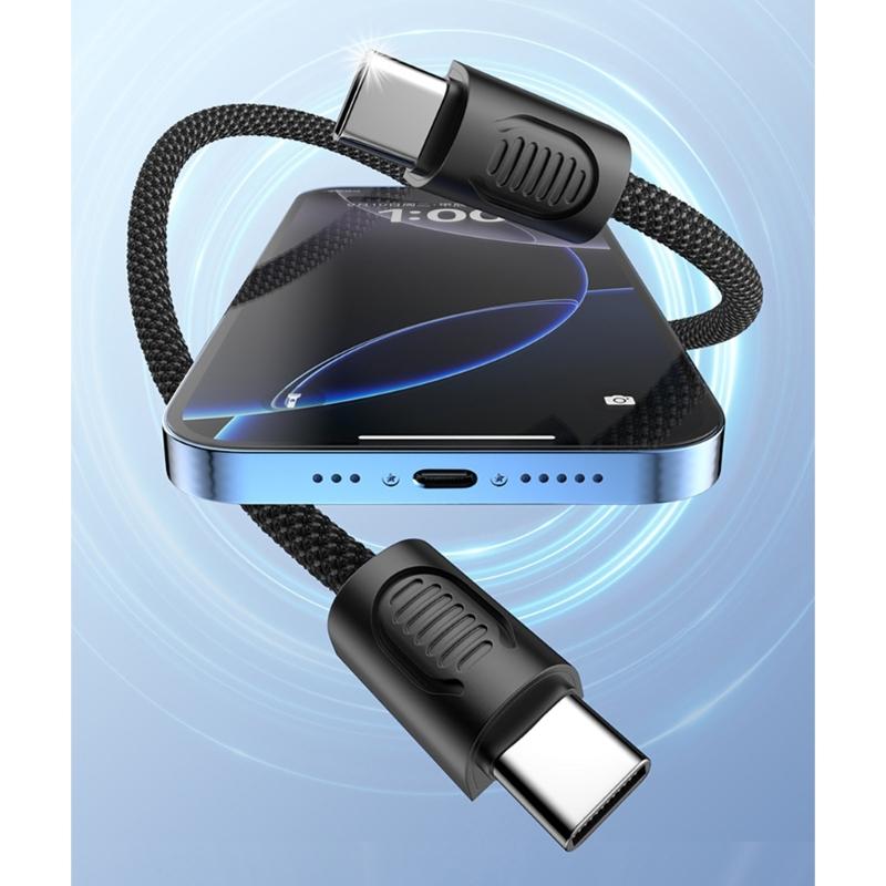 18cm Double USB C Charging Cable 60W Fast Charge With Keyring Design For Convenient Carry Power Cord