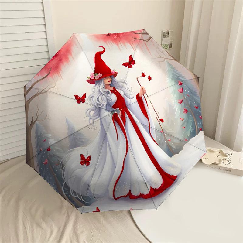 1PC winter forestAutomatic Open/Close Umbrella with Windproof, 8-Rib Sturdy Canopy, Durable Ribs, Fashionable Design1273A