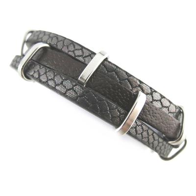 [N0751] - Amber 'Peaceful' Leather Bracelet (3 Rows)