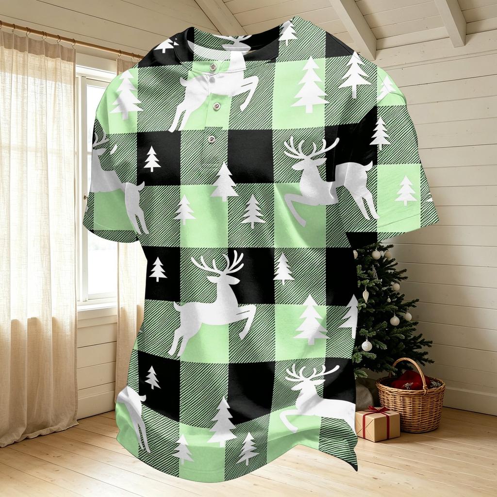 Men's Quick Dry Short Sleeve Neck T-Shirt with Christmas Print