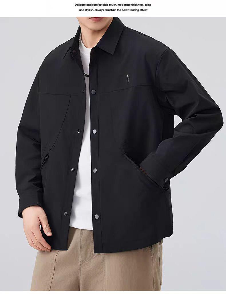2025 Autumn Men's Japanese Retro Workwear Jacket: Casual Trendy Lapel Outerwear with High-End Feel