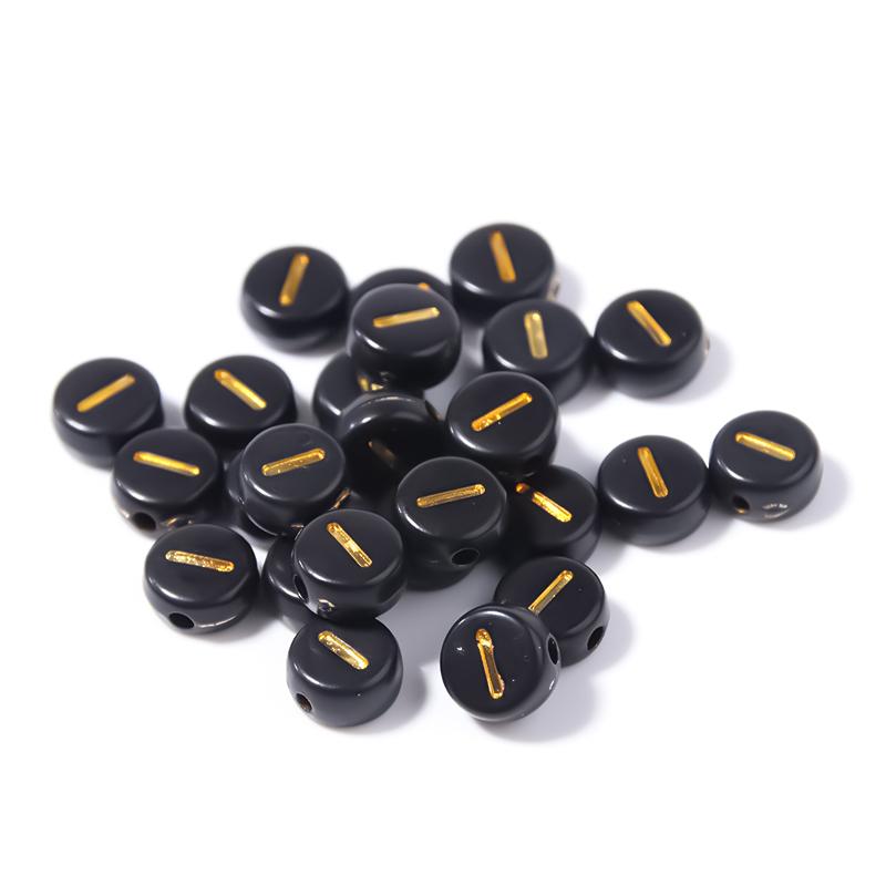 

100pcs Black Color Acrylic Letter Beads A-Z Round Flat Alphabet Spacer Bead for Jewelry Making DIY Bracelet Necklace Charms