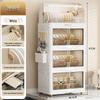 Foldable Multi-Layer Plastic Storage Cabinet with Lid - Organize Bowls, Plates, Baby Bottles, and Cups Dust-Free