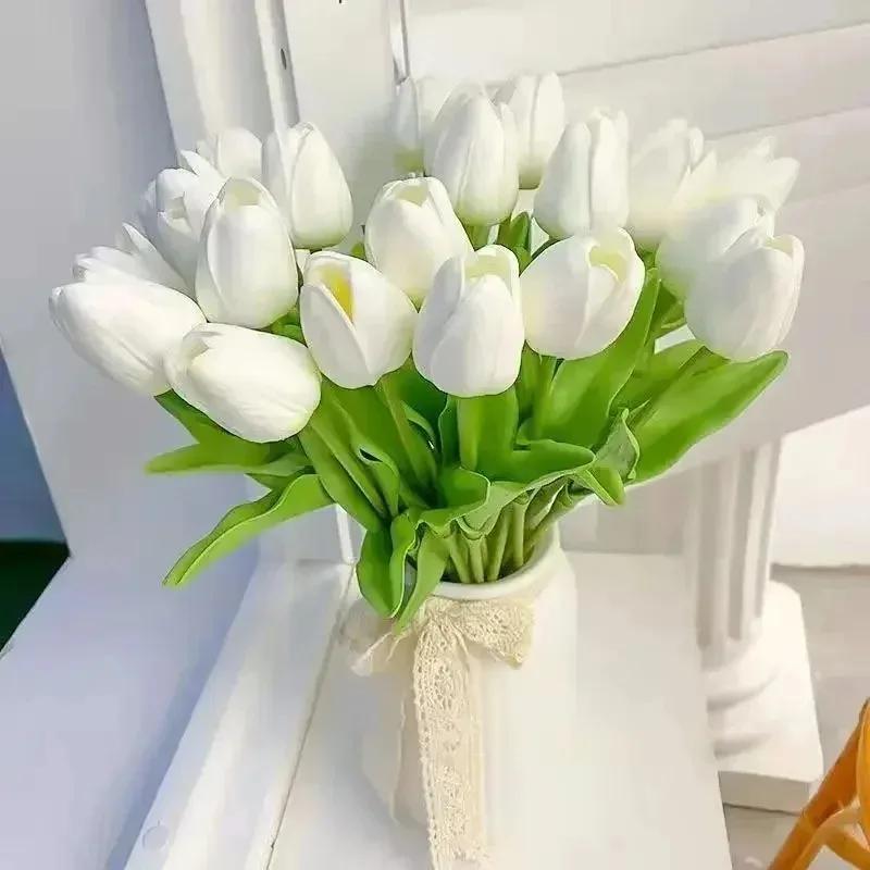 Echte Haptik Künstliche Tulpen Hohe Qualität Luxuriöse Silikon Falsche Blumen für Haus Hochzeitsdekoration Brautstrauß Elegante Dekoration