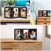 Triple Photo Frame 180° Foldable Hinged Picture Frame Stand Vertically on Desktop Photo Frame Glass Front Black Photo Frame