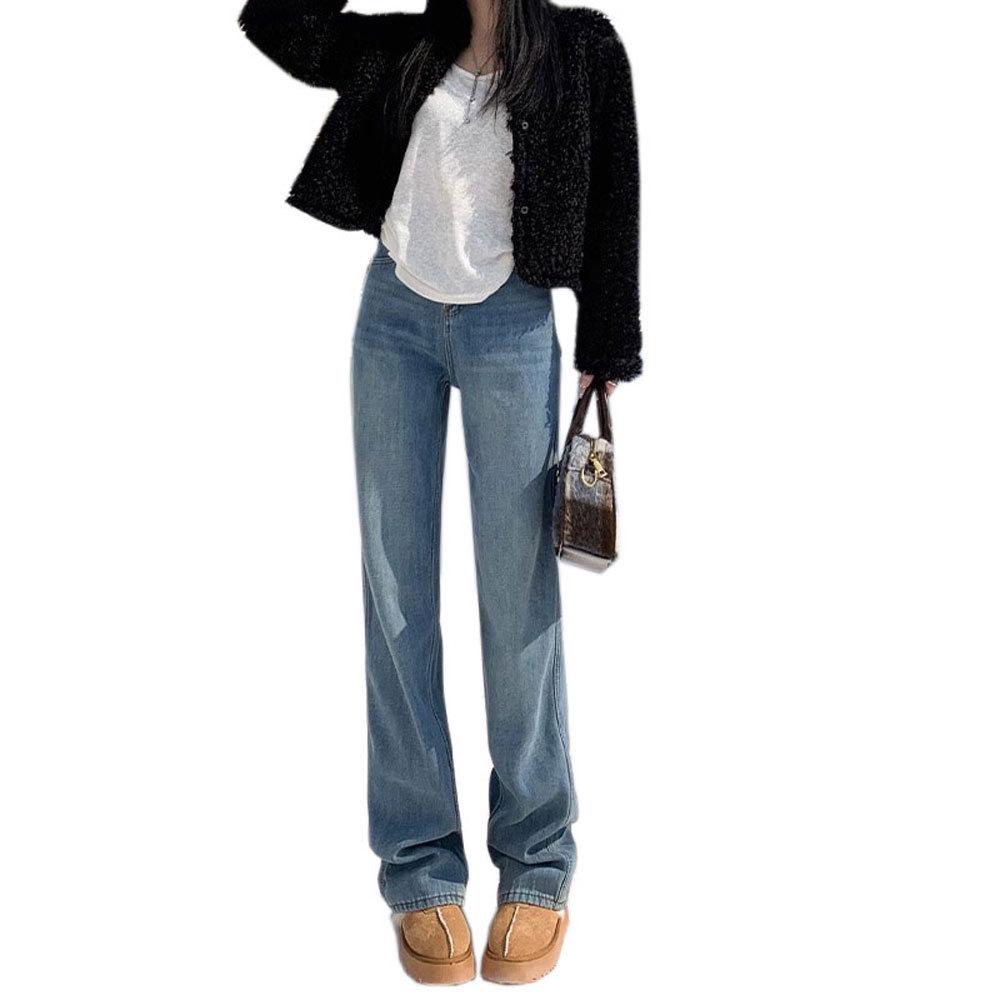 Women's High-Waist Wide-Leg Velvet Jeans: Warm, Slim Fit for Autumn & Winter