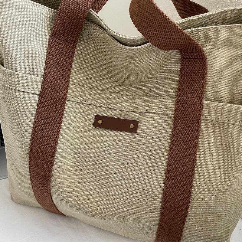 Large Capacity Canvas Travel Bag Commuter Shoulder Bag Shopping Bag Women's Handbag