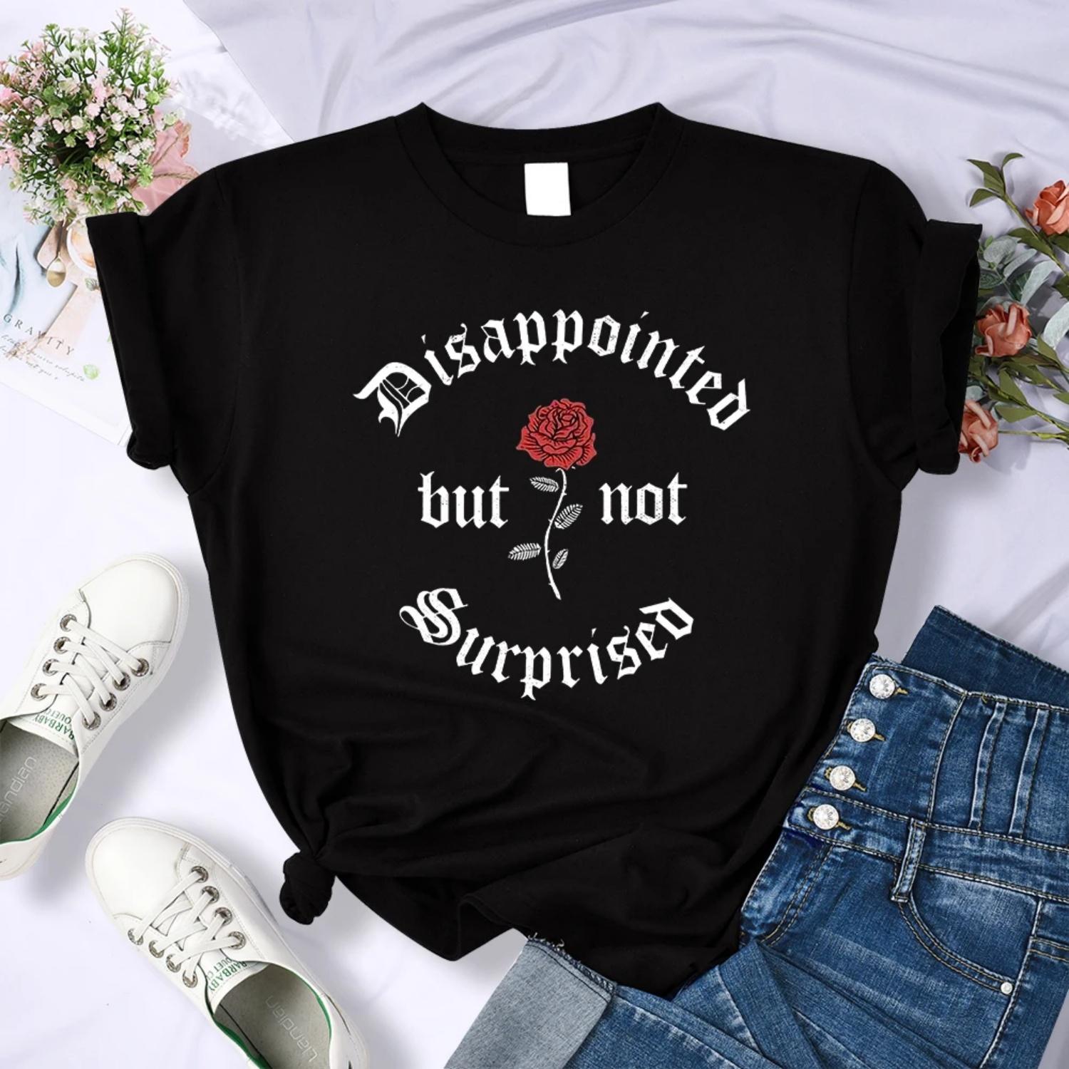 Disappointed But Not Surprised Female T Shirt Cool Fashion Street Tshirt Breathable Personality Clothes Casual Summer Crop Top S