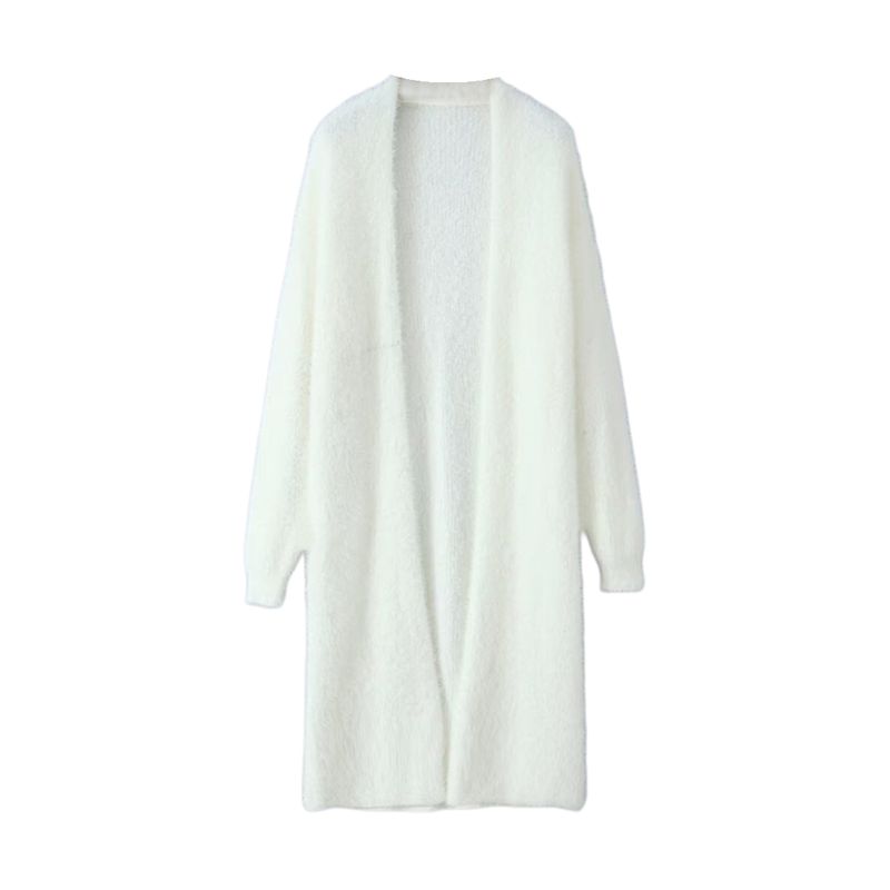 Kaslead New Women Clothes Western Style Fashion Simple Loose Mohair Long Sleeve Cardigan