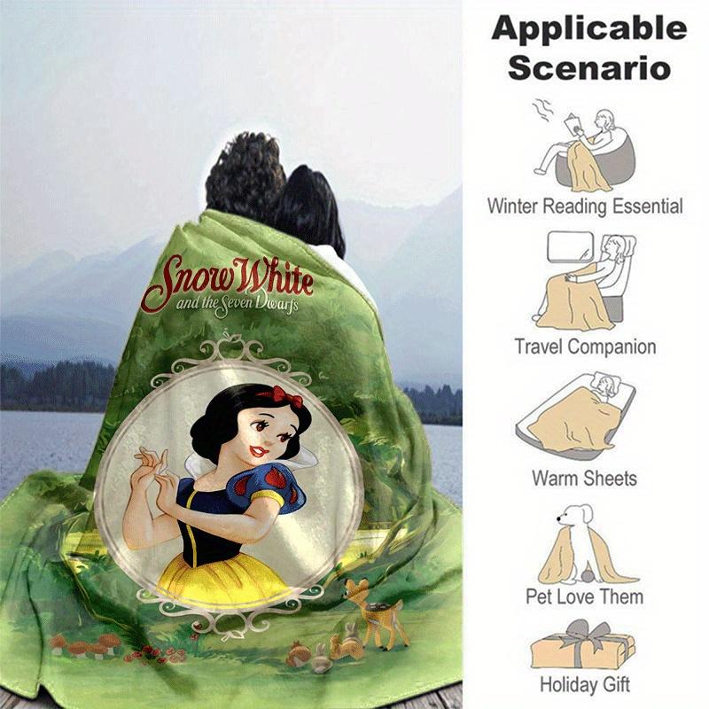 1pc Snow White Printing Blanket - Soft, All-Season Throw for Living Room, Bedroom,Personalized Gift with Adorable Cartoon Design