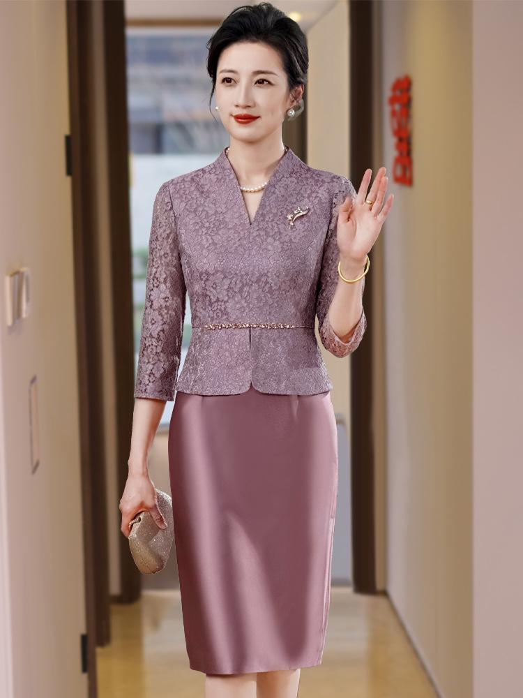 Elegante Completo da Matrimonio Viola 2025: Abito a Due Pezzi alla Moda e Valorizzante per un Look Snello ed Elegante