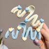 Blue Heart Waved Shaped Hair Claw Cream Color Clip for Women Sweet Cute Irregular Shark Hairpin Unique Hair Decoration