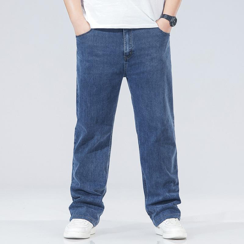 Pánské volné kalhoty s rovnými nohavicemi ve velkých velikostech, jarní, lehké, s vysokým pasem, strečové, tatínkovské