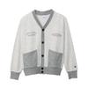 Champion Long Sleeve Fleece Sweat Cardigan with RelaxFit Graphic Logo Oatmeal Pattern Kids' V-Neck Patch, (CK-B002)