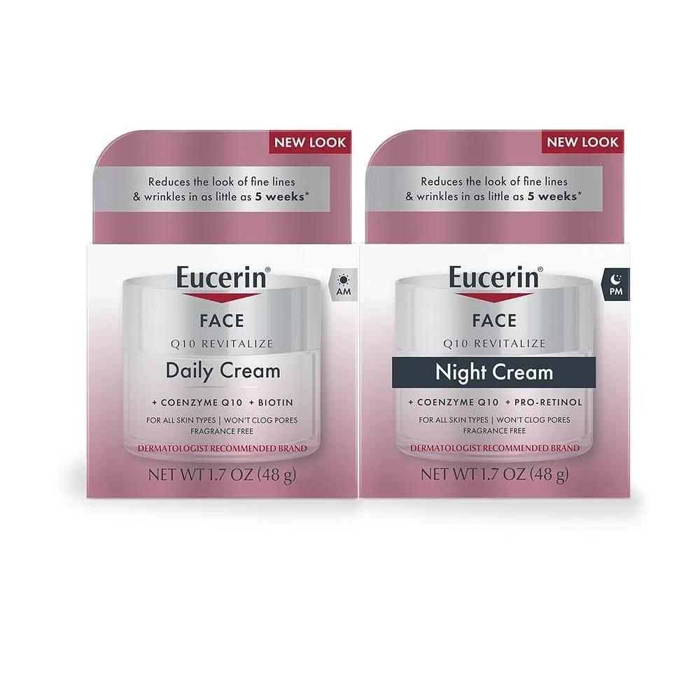 Eucerin Набор из 2 шт. Крема для лица 1 шт. Дневной/Ночной Eucerin Q10 Набор по уходу за кожей, Антивозрастной Ежедневный для лица