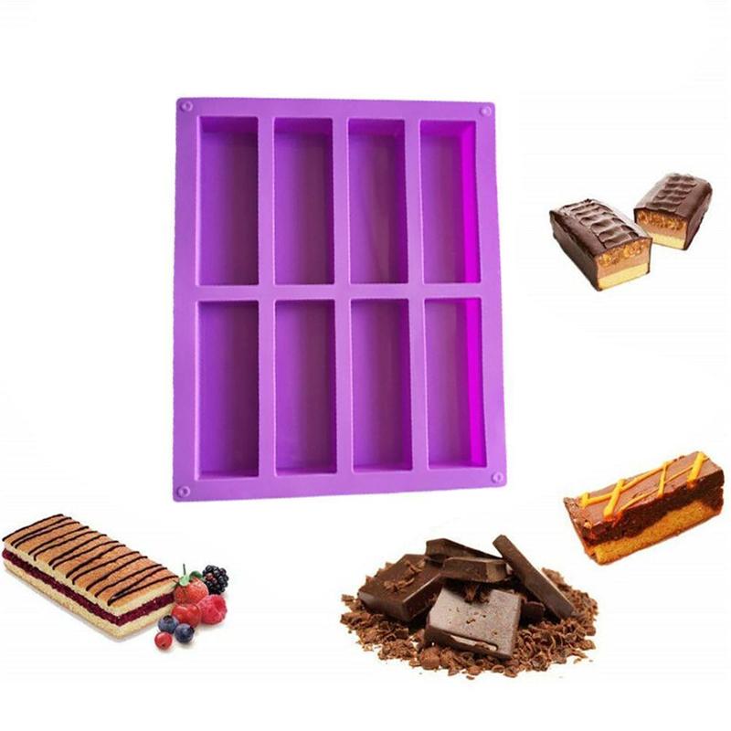 8-Cavity Silicone Baking Mould Rectangl Chocolate Fondant Molds Making Chocolate Bar Mold Soap Handmade Supplies