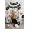 Black Silver Happy Birthday Banner Sign Decorations for Boys Girls Men Women 16th 18th 21st 30th 40th 50th 60th 70th 80th Streamers Party Garland