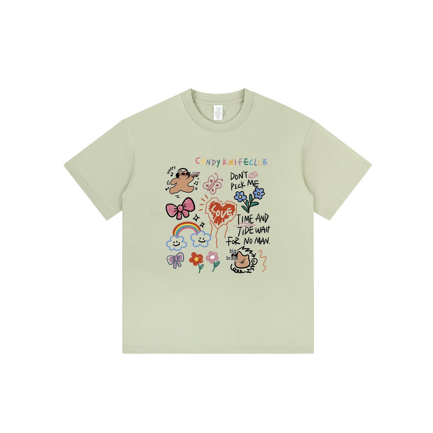 

2024 Trendy High-End Rainbow Graffiti Cotton T-Shirt - Summer Edition S