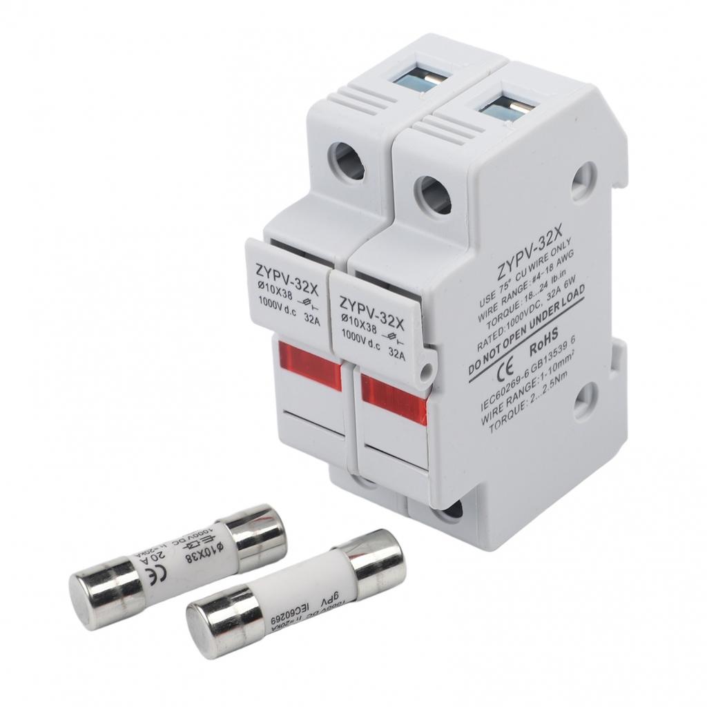 2P For Solar Fuse Holder with 10x38mm Compatibility for DC1000V Applications