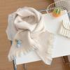 New Knitted Scarf Cherry Embroidery Fungus Edge Soft Waxy Warm Scarf Sweet Versatile Neck Cover