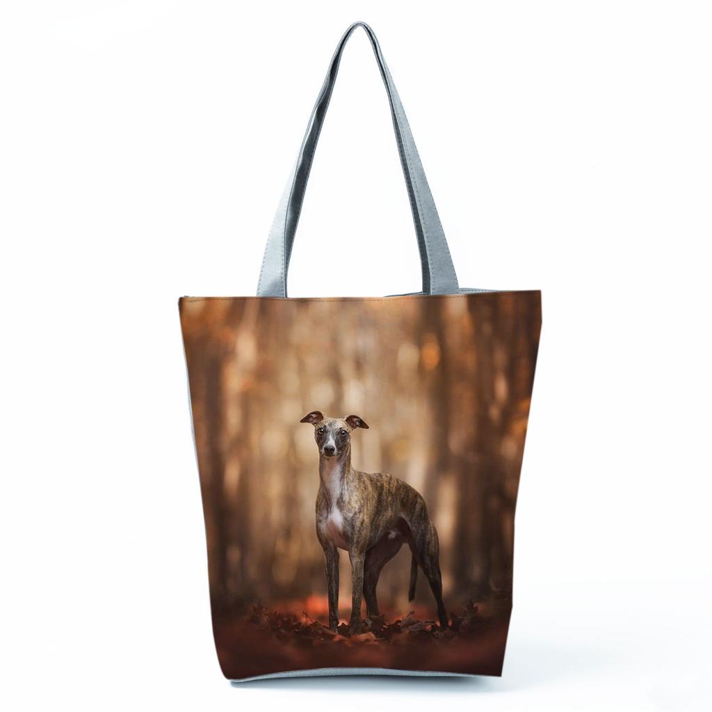 Greyhound Shopping Bags Casual Groceries Women Handbags Animal Dog Graphic Large Capacity Shoulder Bags Portable Foldable Totes