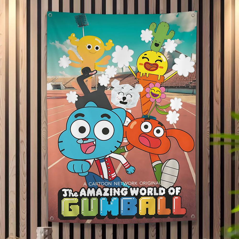 L'Incredibile Mondo Divertente di Gumball Stampa Artistica di Banner Bandiera da Parete Giapponese Appeso a Parete Anime Decorazione per la Casa
