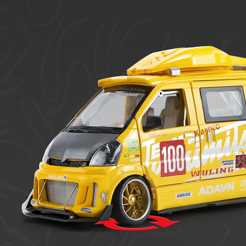 1:24 Wuling Alloy Track Sports Car Model Diecasts Metal Modified Racing Car Truck Model Simulation Sound And Light Kids Toy Gift