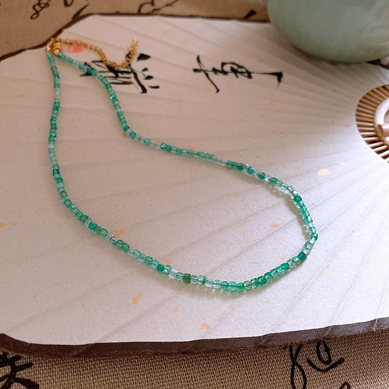Korean fleece rope color artificial tiger's eye stone bag necklace niche design sweater chain retro necklace