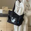 Large Capacity Canvas Bag Women's Transparent Handbag Student's Book Crossbody Tote Bag