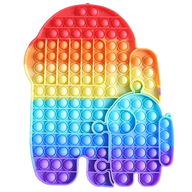 Reusachtige Regenboog Pop Fidget Speelgoed Meisjes 30cm Groot Vierkant Simpel Dimple Bubbel Groot Onder Antistress Speelgoed Stress Speelgoed Kinderen Cadeau blue