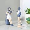 Cute and Elegant Girls Statue for Home Decor | Table Decor (Pack of 2, White & Blue)