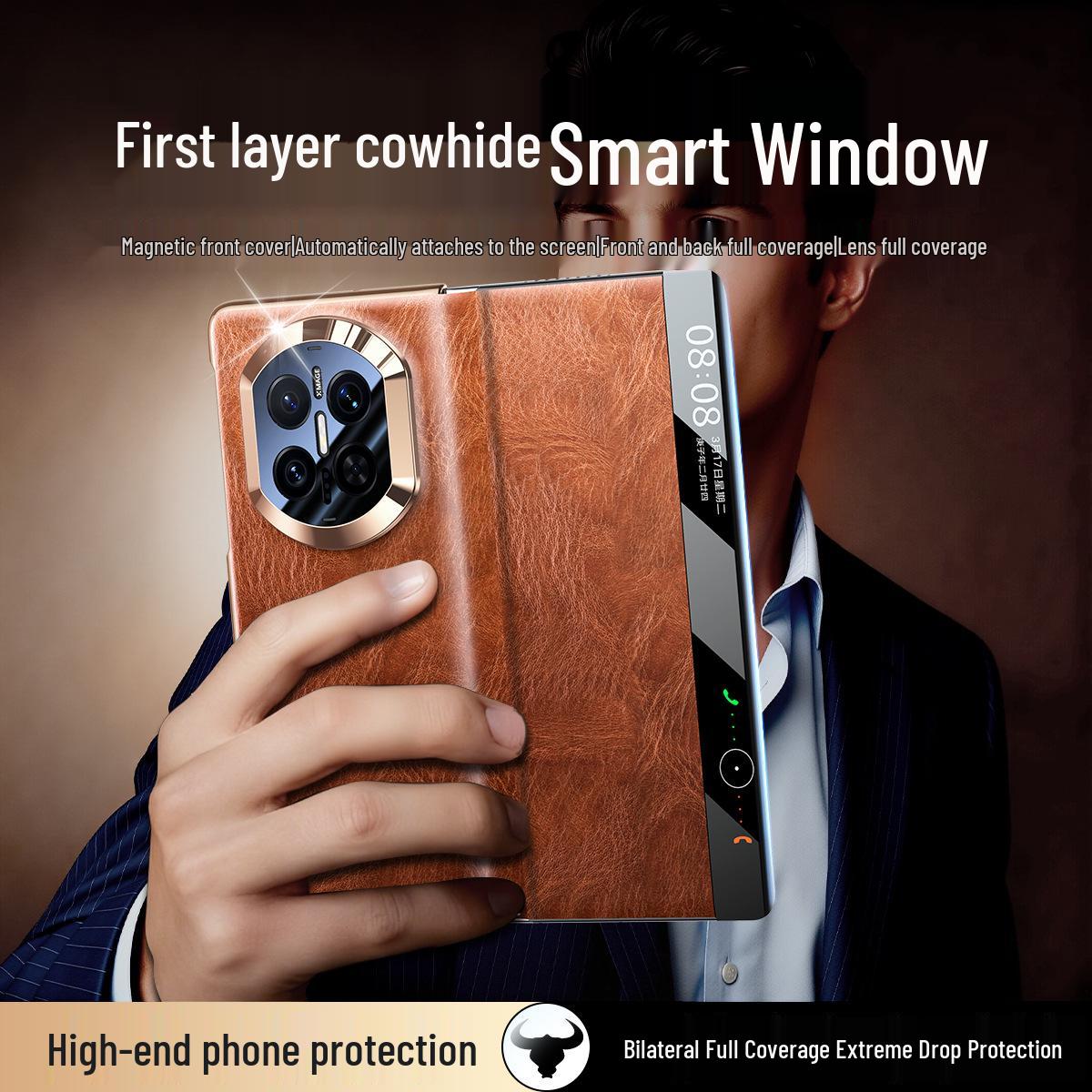 Huawei MateX7 Foldable Leather Case: Collector s Edition Magnetic Window, Full Coverage, Drop Protection Huawei Mate X7 / X7 Collector’s Edition