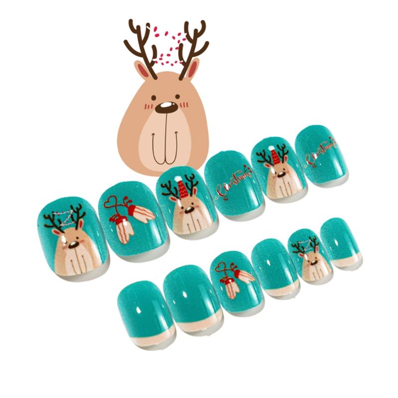 Nails Full Cover Tips Christmas Press On Nails Short Child/Adult Fake Nails Press Self-adhesive Nail Tips Cute Kids