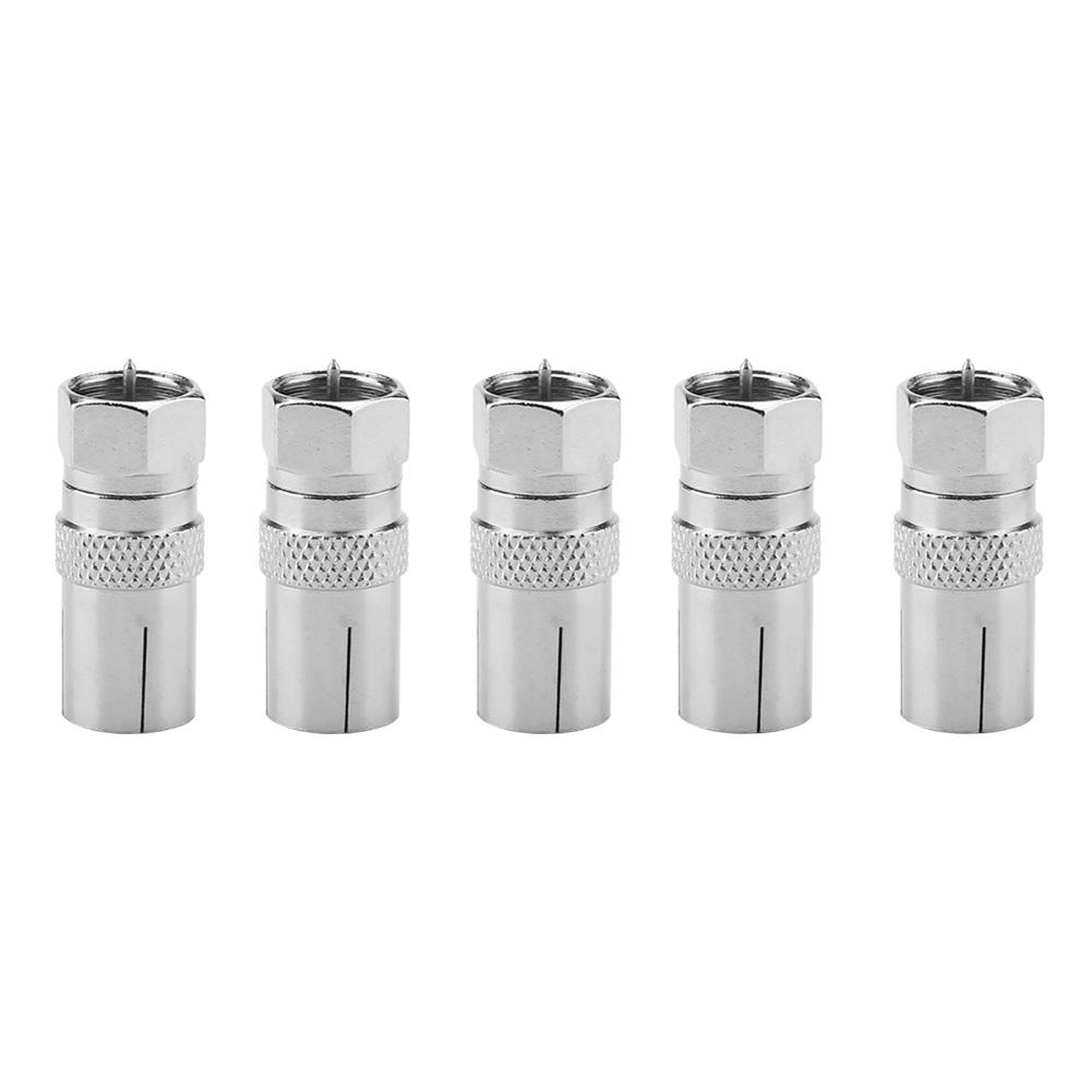 5 peças F Tipo Macho Plugue Conector Soquete para RF Coaxial TV Antena Adaptador Conector