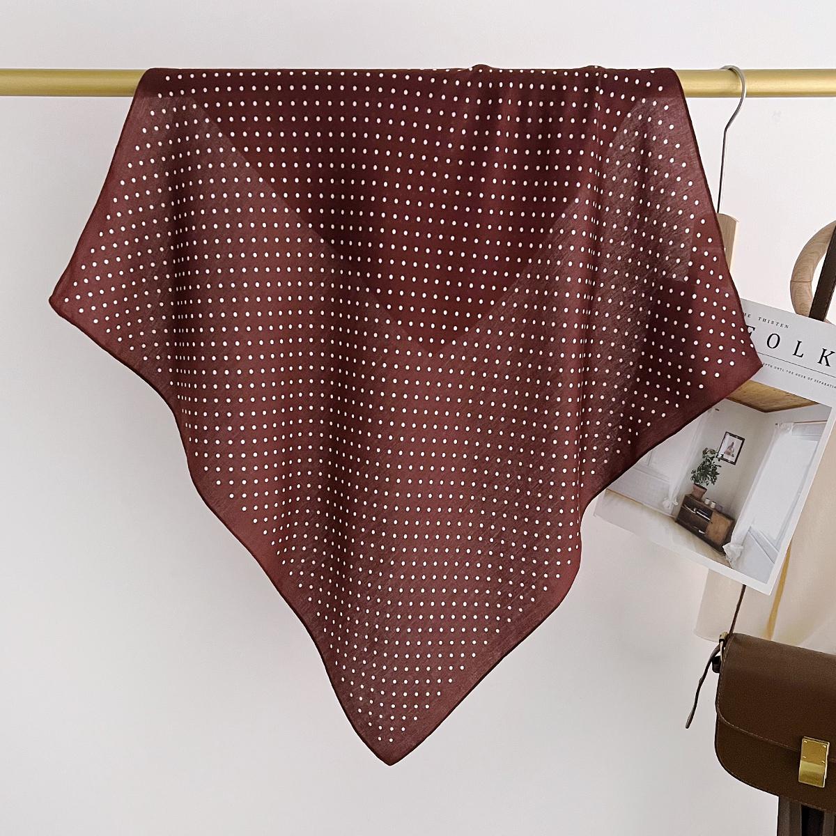 

Neck Protection Solid Color Polka Dot Cotton And Linen Square Scarf Silk Scarf Women S Small Scarf Spring And Summer Foreign Style Scarf Triangle 68cm