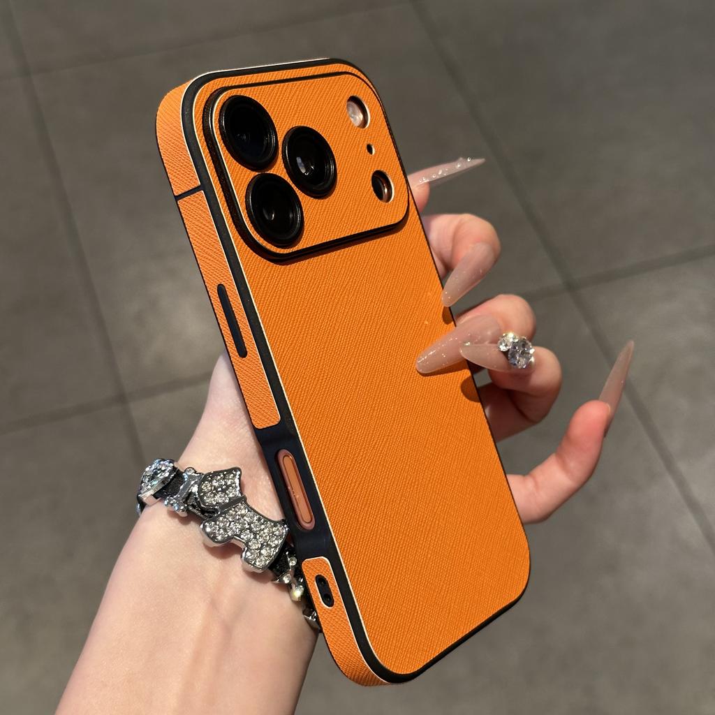 Echte Leder Handyhülle für iPhone 17 Air 16 15 14 Plus 13 12 11 Pro Max Weicher Silikon-Stoßfänger Matte Stoßfeste Abdeckung