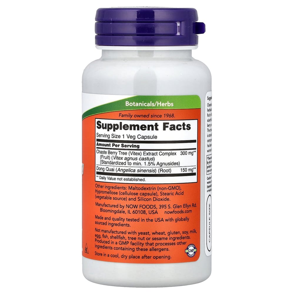 Now Foods Chasteberry Vitex Extract 300mg Veggie Capsules 90 Count